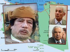Εγκατέλειψαν τον Μουαμάρ Καντάφι (αριστερά) ο υπουργός Εξωτερικών Μούσα Κούσα (πάνω δεξιά) και ο πρώην υπ. Εξωτερικών της χώρας, Αλί Αμπντουσάλμ Τρέκι (κάτω δεξιά)